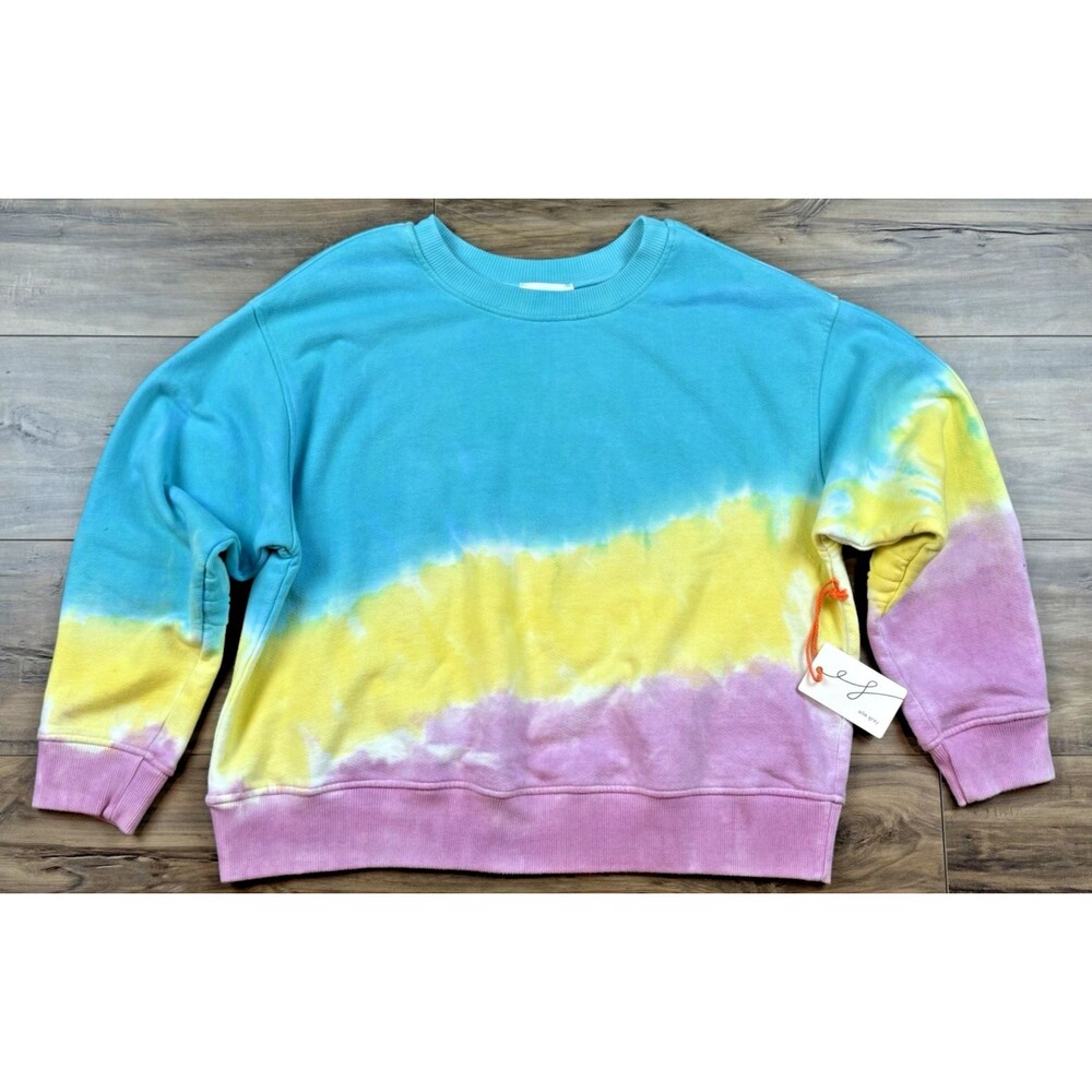 NWT Elle Grey Women's Tie Dye SZ L Hand Dyed Fine Art Cotton Sweatshirt